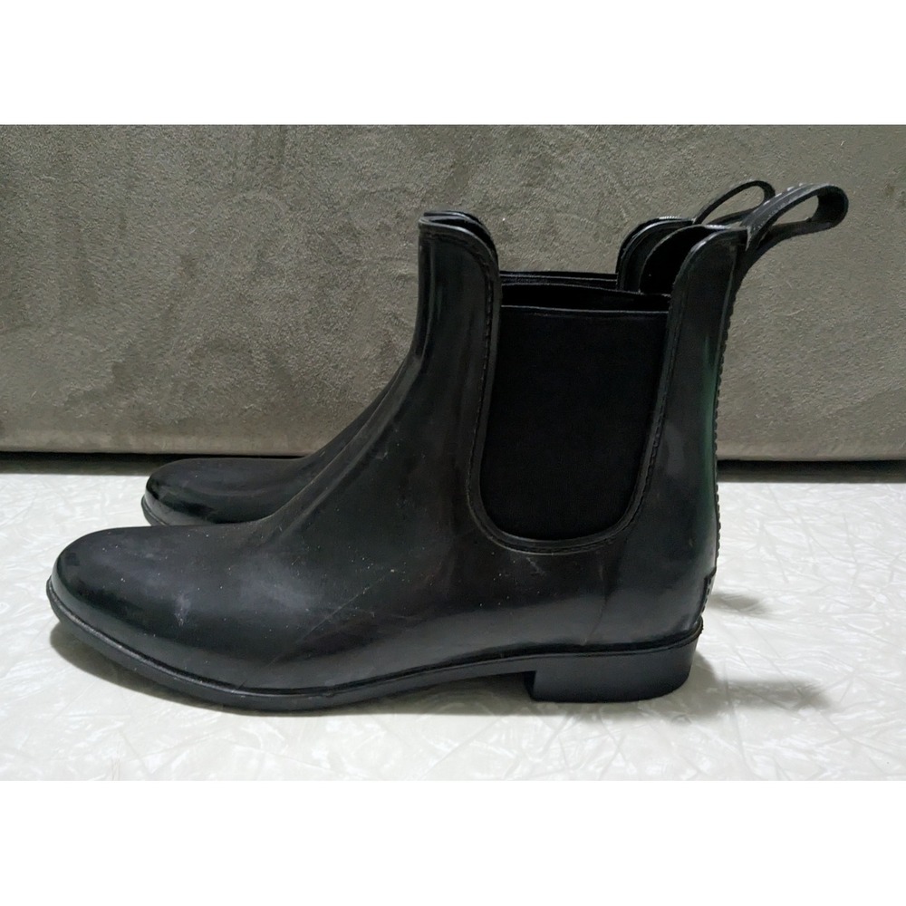 J.Crew Black Chelsea Rain Boots Size 10 Minimalist Chic